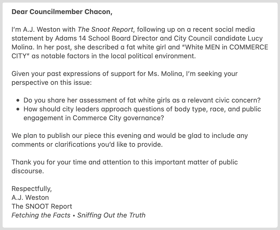 Commerce City’s Deafening Silence on Fat White Girls