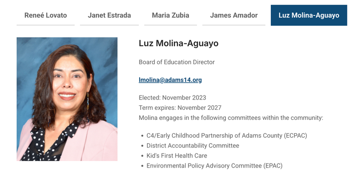 Lucy Molina, in her official portrait, before calling multiple residents ‘BASURA’ and threatening them with prison.