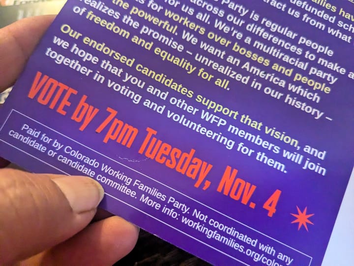 Photo published online by Lucy Molina to 5,500 showing her holding an Independent Expenditure Committee's flyer.